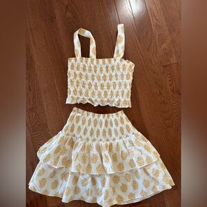 J. Crew Yellow and White Skirt and Top Set